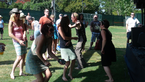 Dancing to Shaun Verreault at the 2013 Burnaby Blues and Roots Festival.