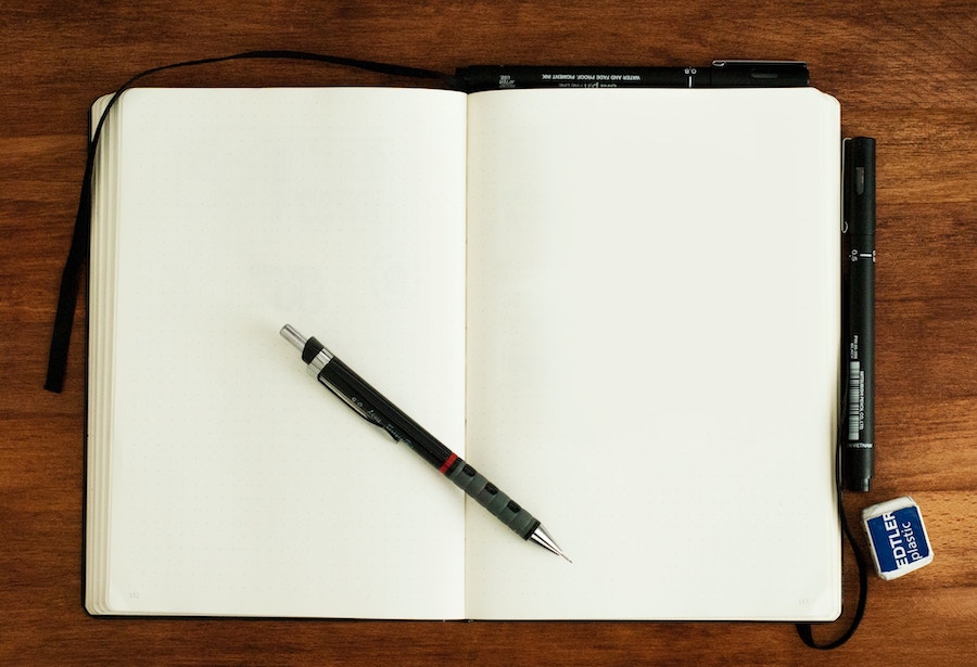 Notebook with a blank page.